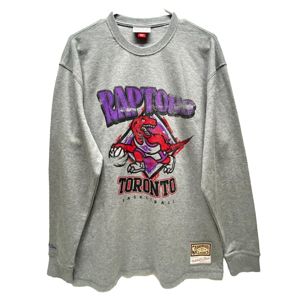 Toronto Raptors Retro NBA Basketball Shirt Large Grey LS HWC Mitchell & Ness New